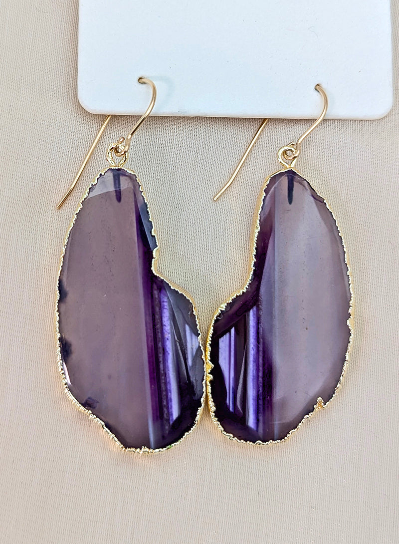 Nuance Geode Slice Earrings | Purple