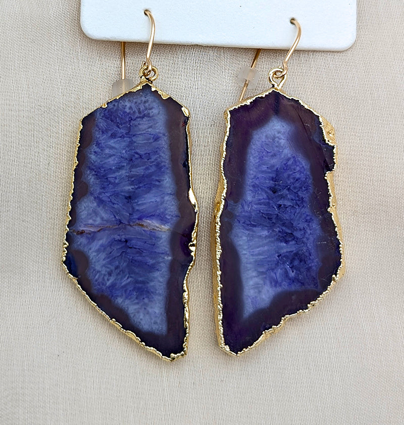 Nuance Geode Slice Earrings | Purple