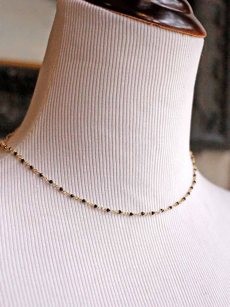 Susan Rifkin Tiny Wire Wrapped Spinel + Paperclip Necklace | Gold Filled