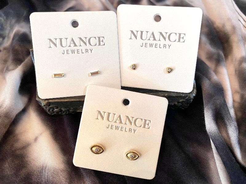 Nuance 14kt Gold Icon Studs w/  Simulated Diamonds