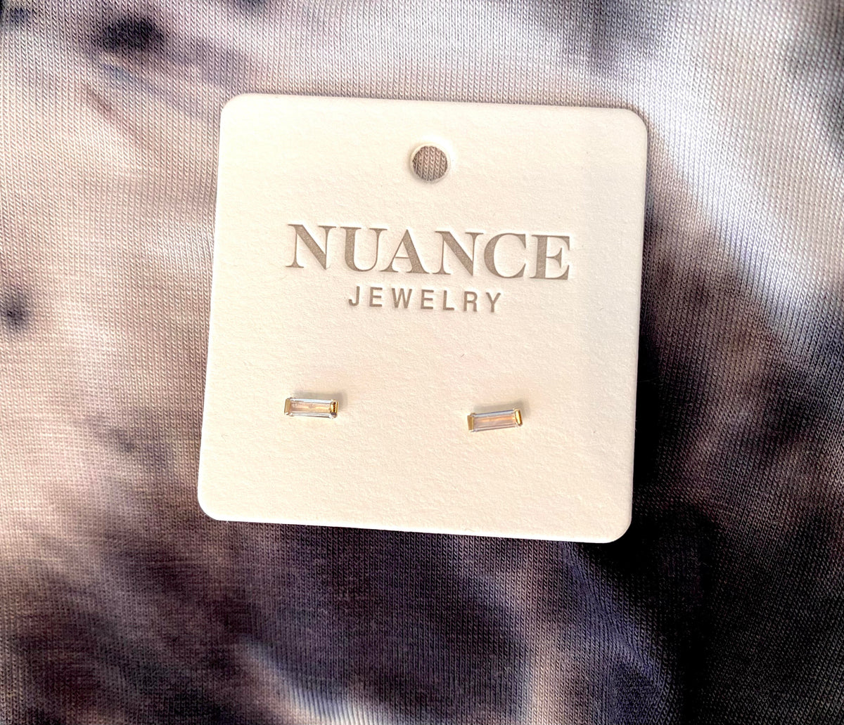 Nuance 14kt Gold Icon Studs w/  Simulated Diamonds