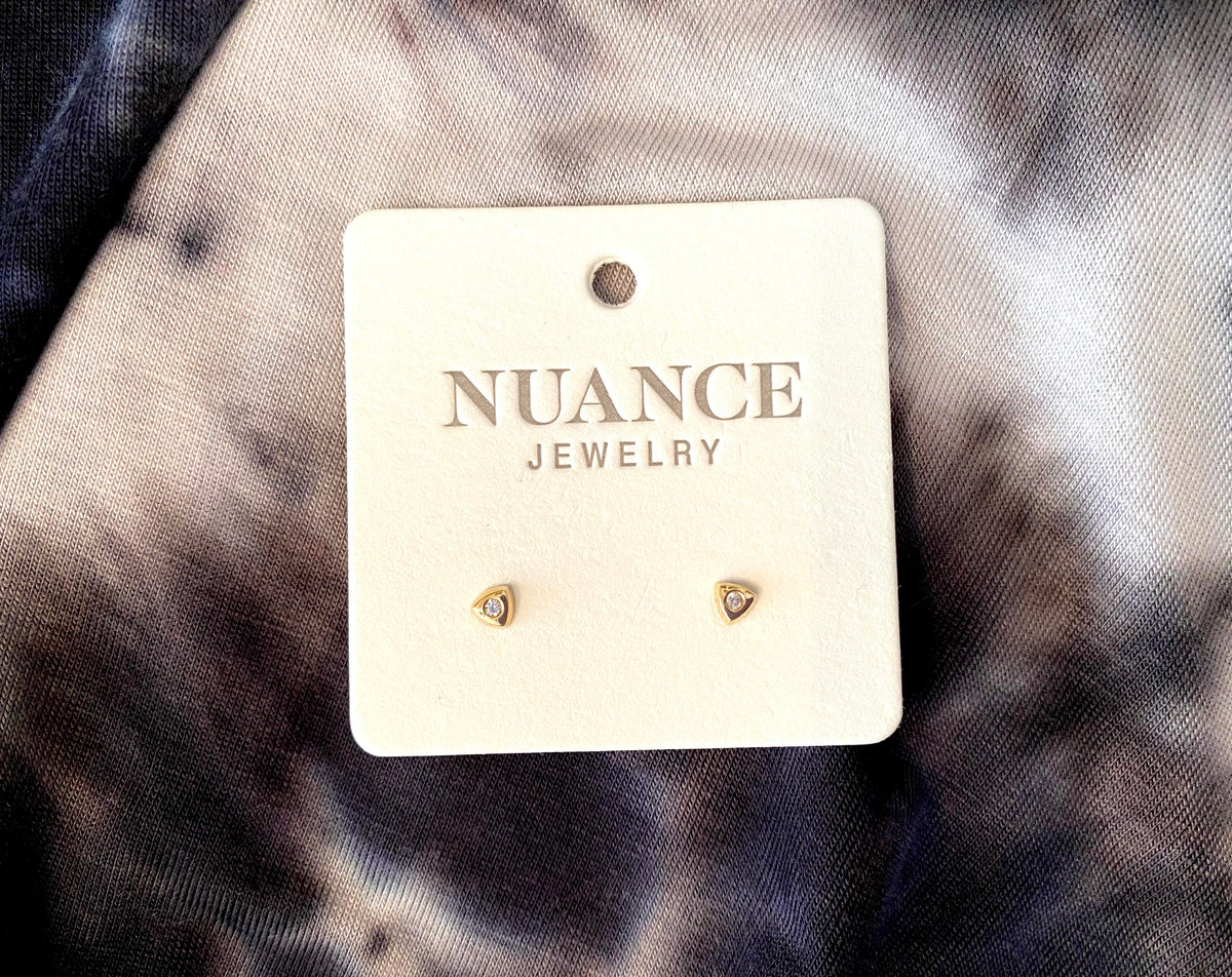 Nuance 14kt Gold Icon Studs w/  Simulated Diamonds