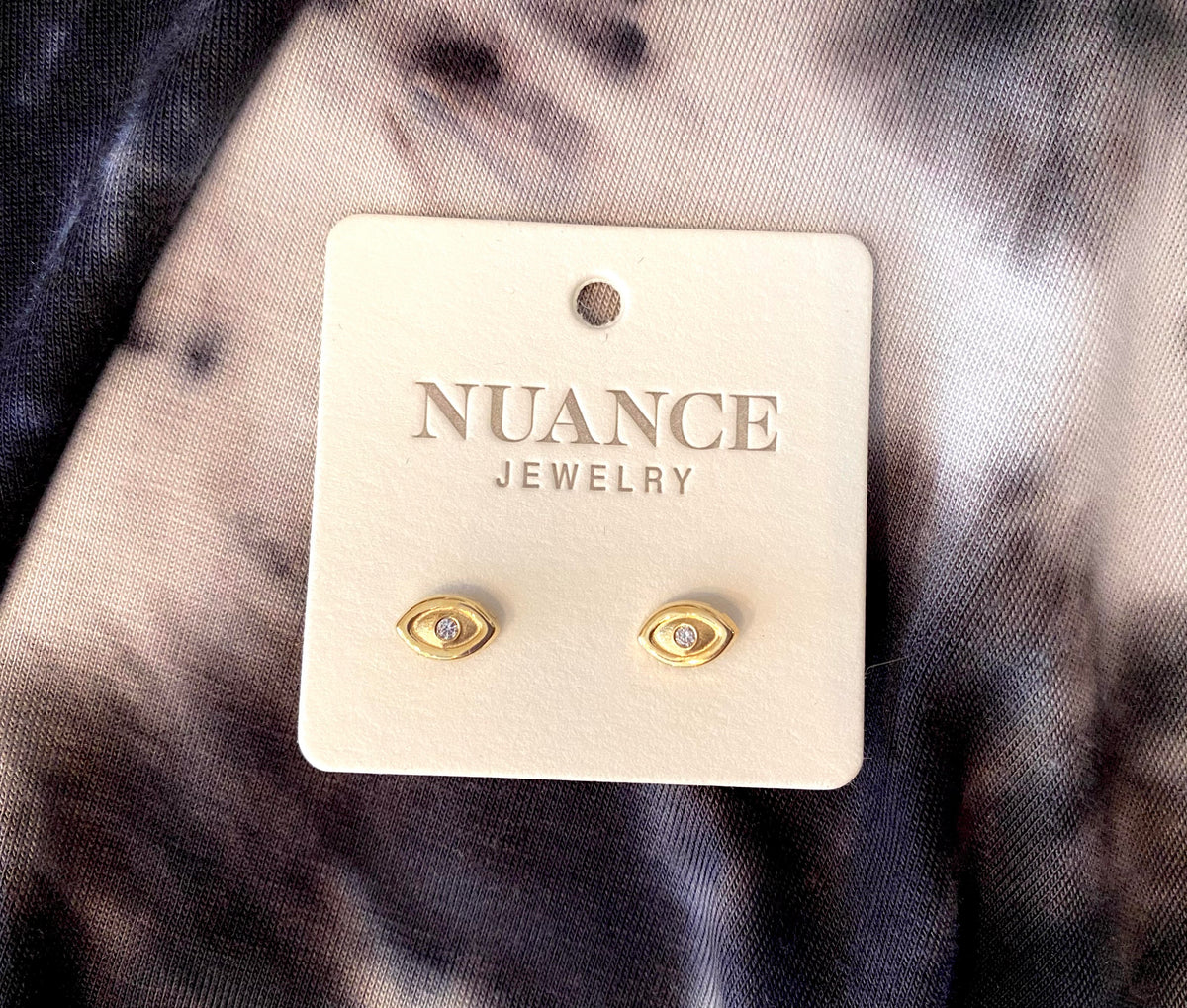 Nuance 14kt Gold Icon Studs w/  Simulated Diamonds