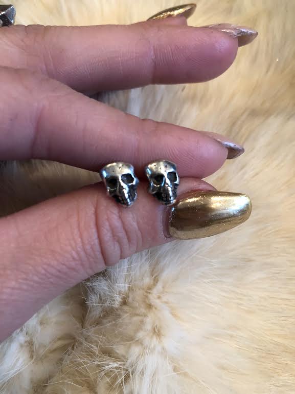 Hellhound Jewelry Baby Skull Studs in Silver
