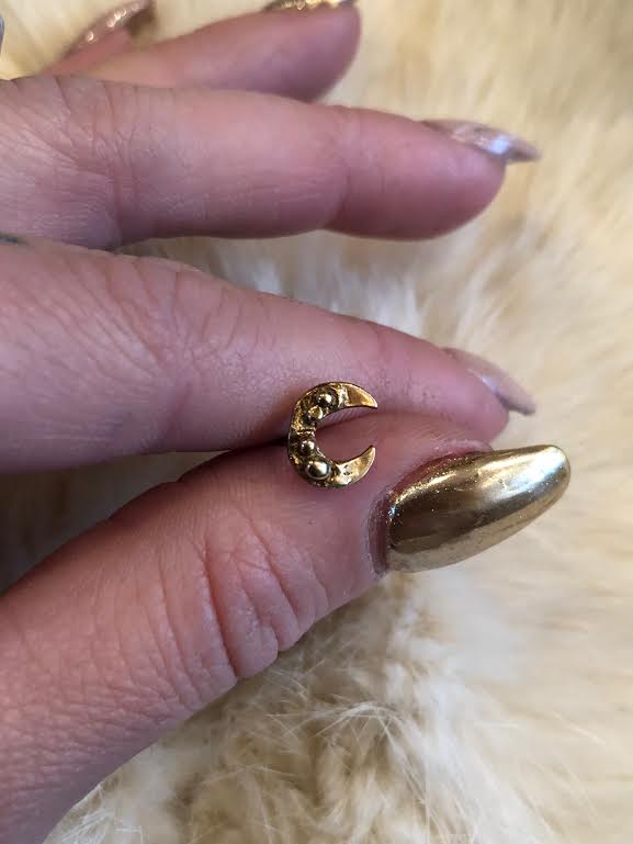 Hellhound Jewelry Moon Stud 14k Gold Vermeil
