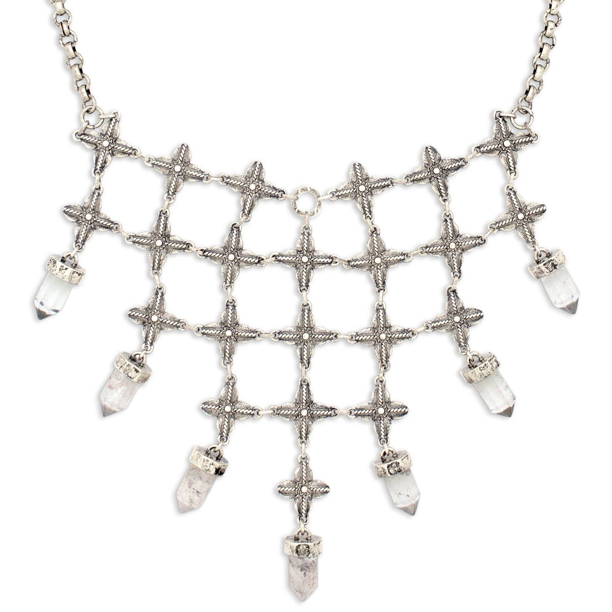 Hiouchi Shine On Crystal Bib Necklace | Silver
