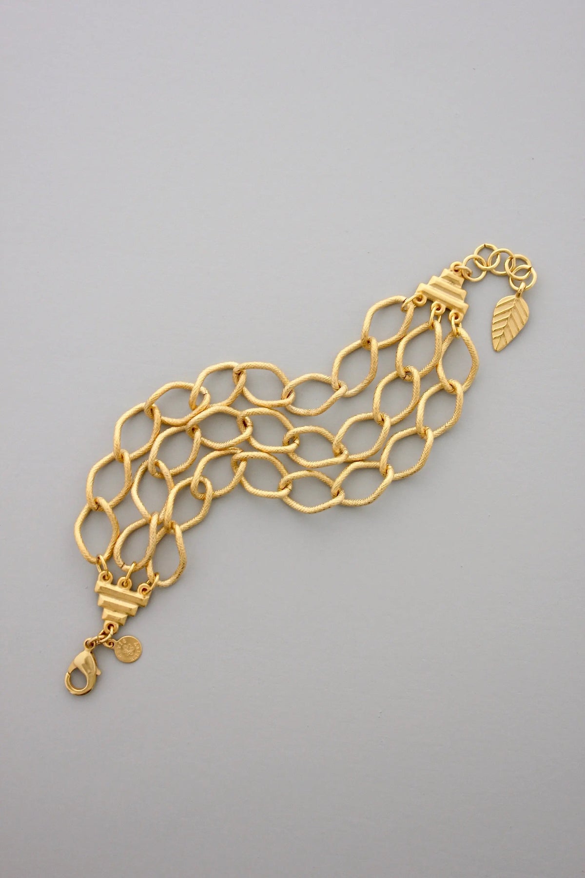 David Aubrey Triple Large Link Gold Bracelet