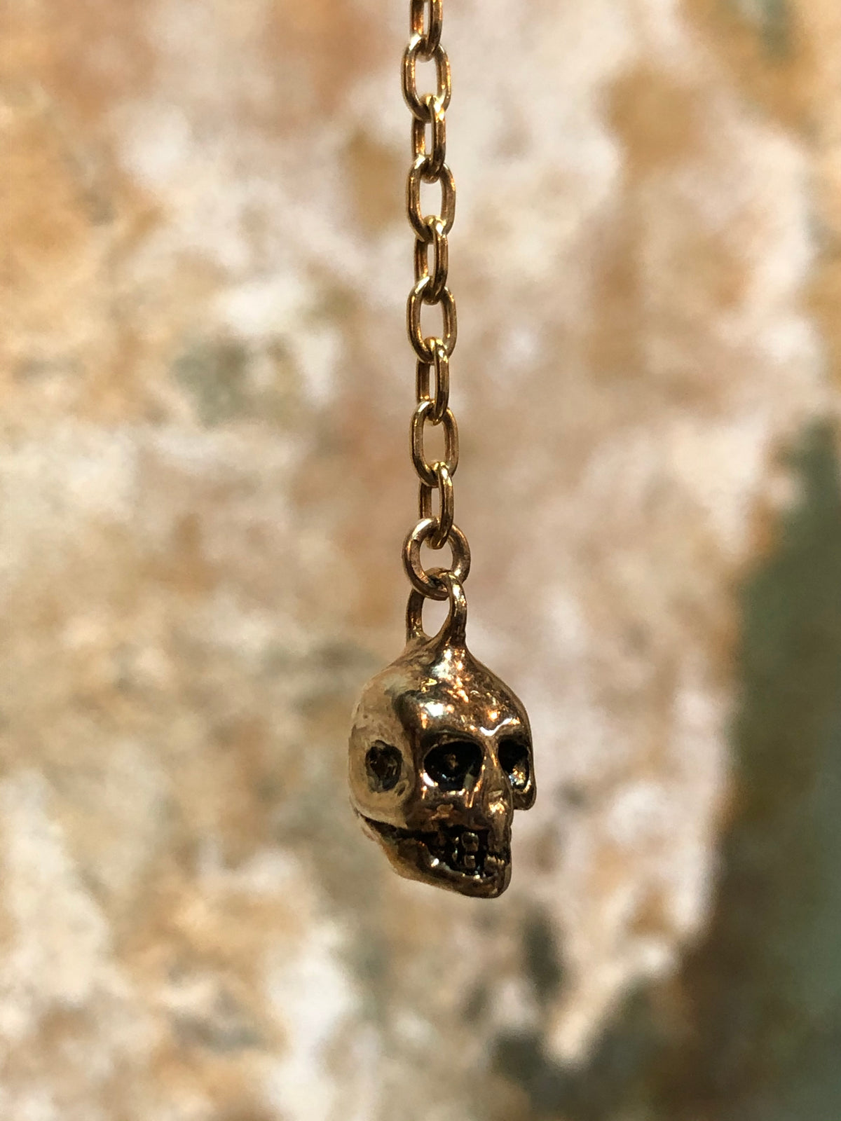 Hellhound Jewelry Baby Skull Chain Earrings - Gold
