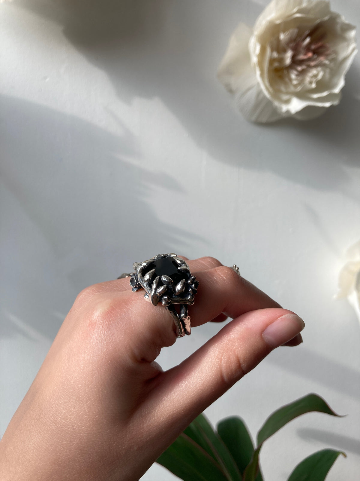 Hellhound Jewelry Burial Ring with Onyx