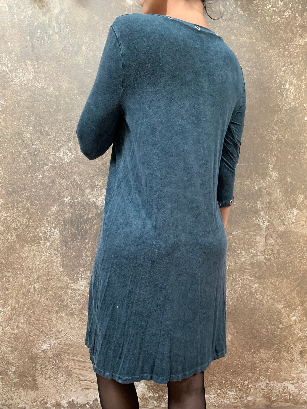 Tough Luv Acid Wash Grommet Dress Teal