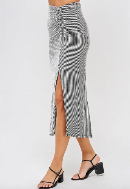 Sans Souci Ruched Striped Skirt