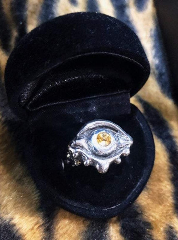 Hellhound Jewelry Dripping Eye Ring with Citrine