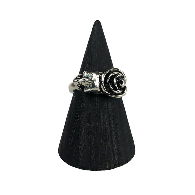 Hellhound Jewelry Rose Queen Silver Ring with Moonstone
