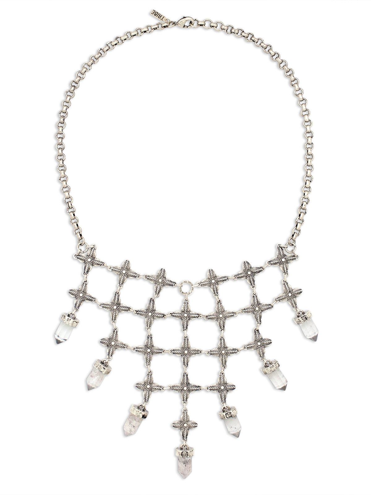 Hiouchi Shine On Crystal Bib Necklace | Silver